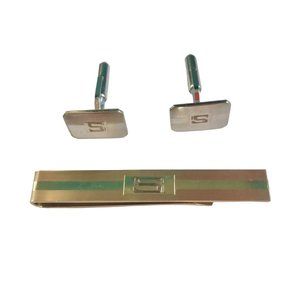 Vintage Set of Cuff Links & Tie Clip by Krementz midcentury men fashion gift jew